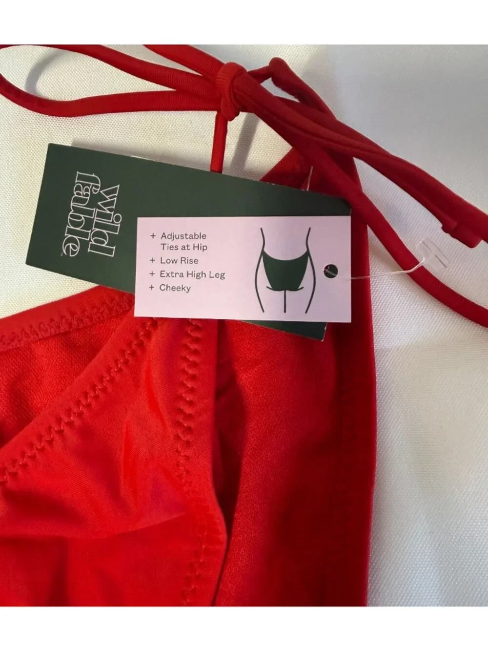 Wild Fable Red Bikini‎ Bottom Side Tie Low Rise Extra High Leg Cheeky Medium NWT